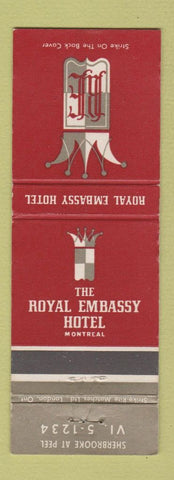Matchbook Cover - Royal Embassy Hotel Montreal QC WEAR