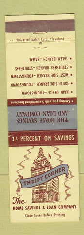 Matchbook Cover - Thrift Corner Home Savinsg Loan Youngstown Salem OH