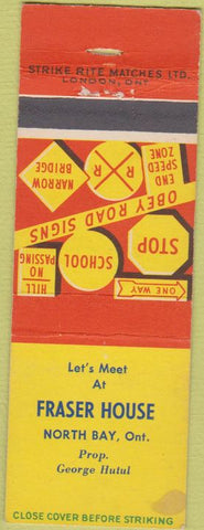 Matchbook Cover - Fraser House North Bay ON STAIN