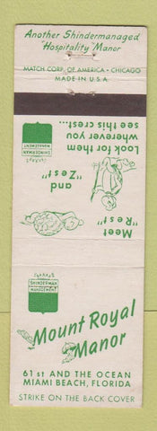 Matchbook Cover - Mount Royal Manor Miami Beach FL