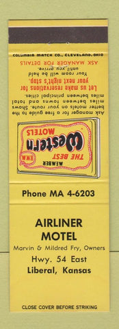 Matchbook Cover - Airliner Motel Liberal KS Best Western