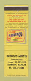 Matchbook Cover - Brooks Motel Norton KS Best Western
