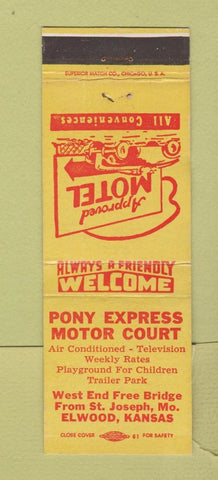 Matchbook Cover - Pony Express Motor Court Elwood KS