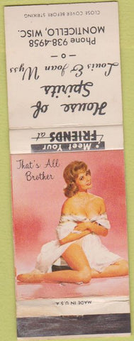 Matchbook Cover - Hosue of Spirits Monticello WI pinup WEAR