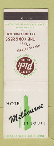Matchbook Cover - Hotel Melbourne St Louis MO Albert Pick
