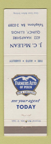 Matchbook Cover - JC McLean Insurance Quincy IL Farmers Auto of Pekin