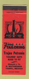 Matchbook Cover - Trajes Petronio Men's Clothes Matamoros Mexico