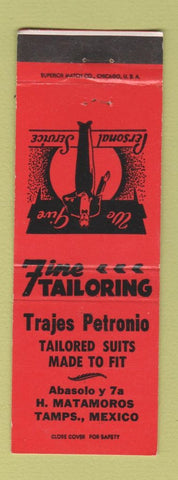 Matchbook Cover - Trajes Petronio Men's Clothes Matamoros Mexico