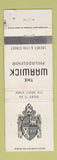 Matchbook Cover - Warwick Hotel Philadelphia PA WEAR