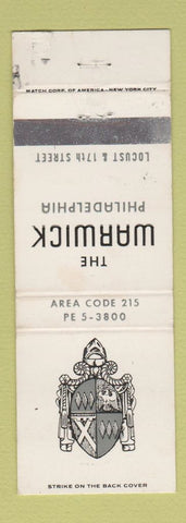 Matchbook Cover - Warwick Hotel Philadelphia PA WEAR