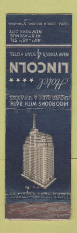 Matchbook Cover - Hotel Lincoln New York City Lion Canada 1929