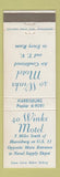 Matchbook Cover - 40 Winks Motel Harrisburg PA