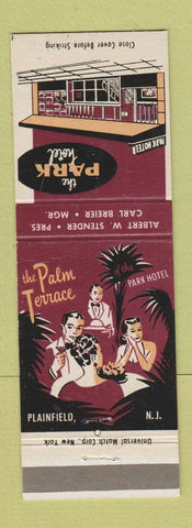 Matchbook Cover - Park Hotel Plainfield NJ