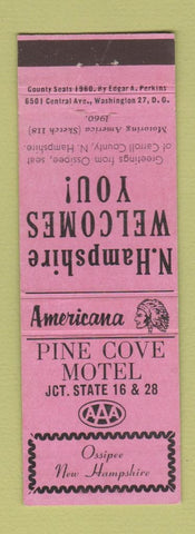 Matchbook Cover - Pine Cove Motel Ossipee NH Perkins Americana PINK