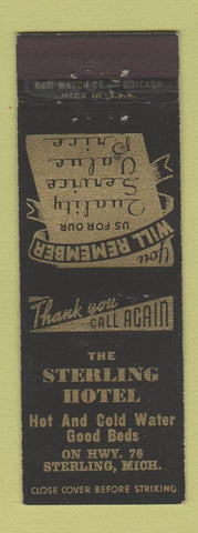 Matchbook Cover - Sterling Hotel Sterling MI