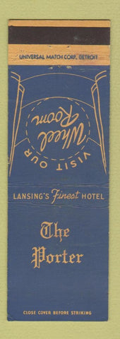 Matchbook Cover - Porter Hotel Lansing MI Wheel Room