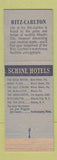 Matchbook Cover - Ritz Carlton Hotel Atlantic City NJ Schine