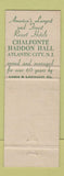 Matchbook Cover - Chalfonte Haddon Hall Atlantic City NJ