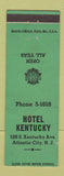 Matchbook Cover - Hotel Kentucky Atlantic City NJ