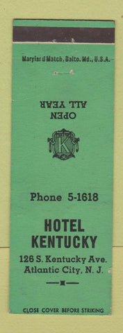 Matchbook Cover - Hotel Kentucky Atlantic City NJ
