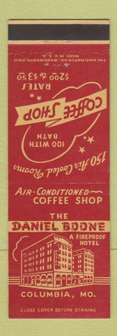 Matchbook Cover - Daniel Boone Hotel Columbia MO