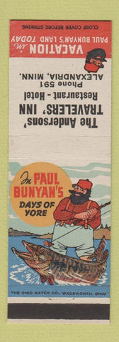 Matchbook Cover - Andersons' Travelers' Inn Hotel Alexandria MN Paul Bunyan