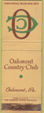 Matchbook Cover - Oakmont Counry Club PA CREASE