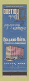 Matchbook Cover - Holland Hotel Duluth MN
