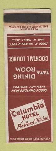 Matchbook Cover - Columbia Hotel Portland ME