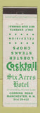 Matchbook Cover - Six Acres Hotel Manchester NH