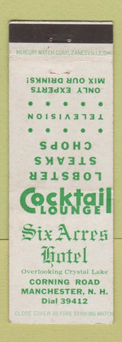 Matchbook Cover - Six Acres Hotel Manchester NH