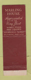 Matchbook Cover - Marling House Baltimore MD
