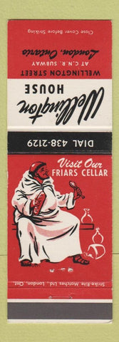Matchbook Cover - Wellington House Friars Cellar London ON
