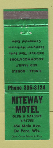 Matchbook Cover - Niteway Motel De Pere WI