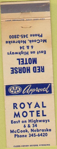 Matchbook Cover - Royal Motel McCook NE STAINED