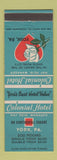 Matchbook Cover - Colonial Hotel York PA