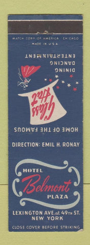 Matchbook Cover - Belmont Plaza Hotel Glass Hat Chicago IL