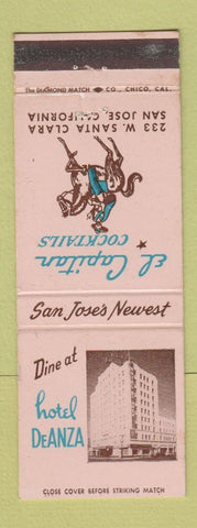 Matchbook Cover - Hotel DeAnza San Jose CA El Capitan Cocktails