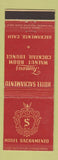 Matchbook Cover - Hotel Sacramento CA Walnut Room