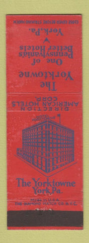 Matchbook Cover - Yorktowne Hotel York PA WEAR