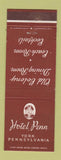 Matchbook Cover - Hotel Penn York PA Old Colony Dining Room