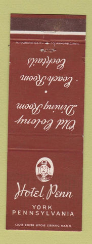 Matchbook Cover - Hotel Penn York PA Old Colony Dining Room