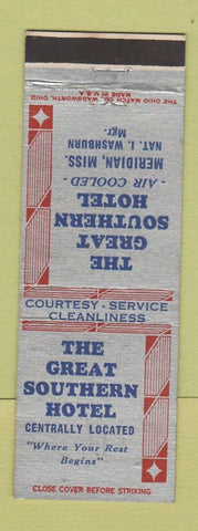 Matchbook Cover - Great Southern Hotel Meridian MS