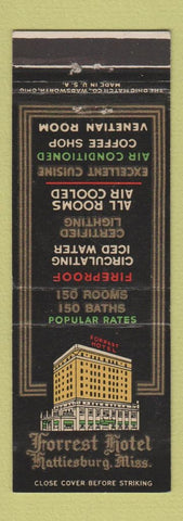 Matchbook Cover - Forrest Hotel Hattiesburg MS