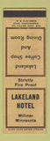 Matchbook Cover - Lakeland Hotel Willmar MN