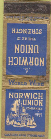 Matchbook Cover - Norwich Union Co WORN