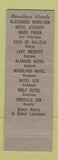 Matchbook Cover - Handlery Hotels CA California Chain
