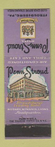 Matchbook Cover - Penn Stroud Hotel Stroudsburg PA