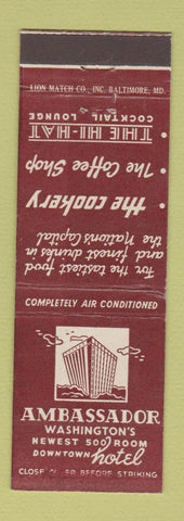 Matchbook Cover - Ambassador Hotel Washington DC Hi Hat