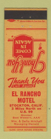 Matchbook Cover - El Rancho Motel Stockton CA
